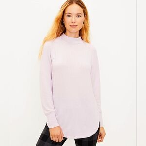 Loft Mock Neck Shirttail Tunic Top